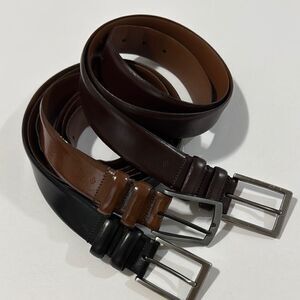 Joseph Abboud Men's Leather Belt bundle 3 Pcs - Black and Brown Size M